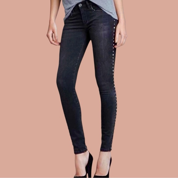 BlankNYC ‘Faded Black Silver Studded Stretch Denim Skinny Jeans’ Size 29 - Picture 1 of 13